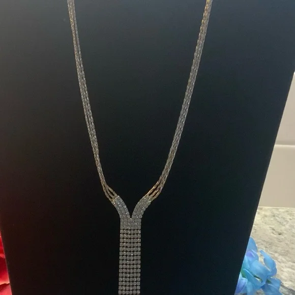 Nordstrom 14k Gold over Silver Cascade crystal Necklace - Picture 6 of 9
